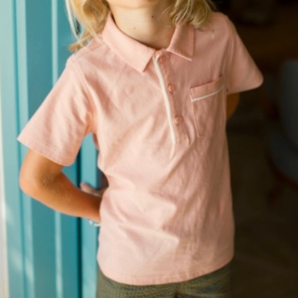 Tea Collection Piped Polo (Dusty Coral) Size 5